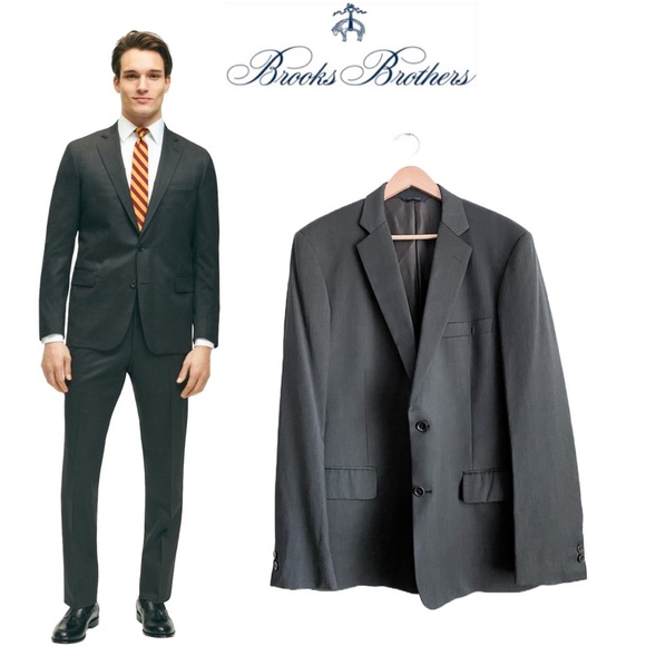 Brooks Brothers Men’s Wool Blazer Gray Sport Coat Suit Jacket Formal Wedding 42L - Picture 1 of 12